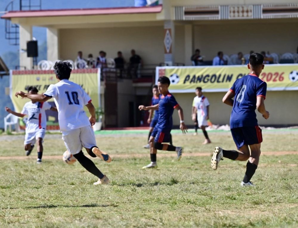 Action from the opening match between Royals FC and Knight Riders during the second edition of the Pangolin Cup at Meluri local ground on October 26.